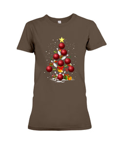 Bowling   Bowling Christmas Tree Christmas T-Shirt Ladies Tee