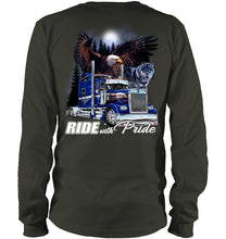 Load image into Gallery viewer, Ride With Pride Wolf Truck Black T-Shirt Unisex Long Sleeve