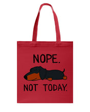 Load image into Gallery viewer, Nope Dachshund Not Today Basketweave Tote Bag