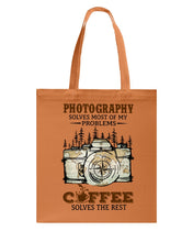 Load image into Gallery viewer, Solve Most Problems Camera Map Photography T-Shirt Basketweave Tote Bag
