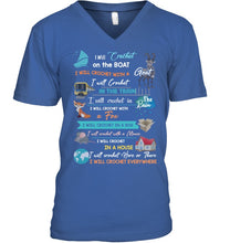 Load image into Gallery viewer, Crocheting Everywhere Black Quote T-Shirt Guys V-Neck