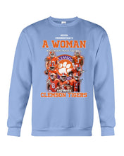 Load image into Gallery viewer, A Woman Loves Clemson Tigers Gift For Fans T-Shirt Sweatshirt