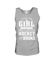 Load image into Gallery viewer, Girl Who Loves Hockey And Books Quote Name T-Shirt Unisex Tank Top