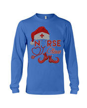 Load image into Gallery viewer, Merry Christmas Nurse Claus Black T-Shirt Unisex Long Sleeve