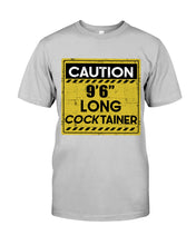 Load image into Gallery viewer, Caution 9&#39;6&#39;&#39; Long Cocktainer Black T-Shirt Guys Tee