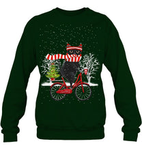 Load image into Gallery viewer, Winter Cat Riding Bicycle Christmas Gift T-Shirt Sweatshirt