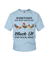 Load image into Gallery viewer, Cluck It Chicken Funny Quote T-Shirt Youth Tee
