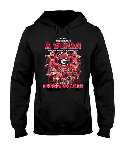 A Woman Loves Georgia Bulldogs Custom Tee Hoodie