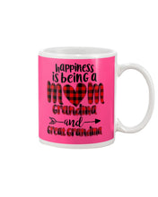 Load image into Gallery viewer, Happiness Is Being A Mom Grandma And Great Grandma Mug