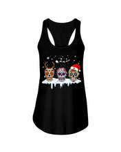 Load image into Gallery viewer, Merry Christmas Three Skulls Christmas T-Shirt Gift Ladies Flowy Tank