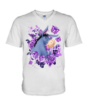 Load image into Gallery viewer, Donkey Loves Purple Flowers Custom T-Shirt Guys V-Neck