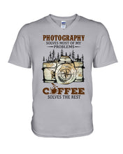 Load image into Gallery viewer, Solve Most Problems Camera Map Photography T-Shirt Guys V-Neck