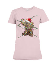 Load image into Gallery viewer, Elephant Color Light Christmas Gift Tee Ladies Tee