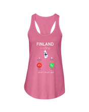 Load image into Gallery viewer, Finland Is Calling Funny Elf Christmas T-Shirt Ladies Flowy Tank