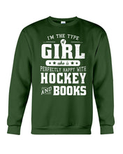 Load image into Gallery viewer, Girl Who Loves Hockey And Books Quote Name T-Shirt Sweatshirt