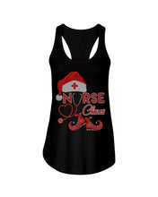 Load image into Gallery viewer, Merry Christmas Nurse Claus Black T-Shirt Ladies Flowy Tank