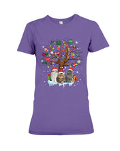 Load image into Gallery viewer, Christmas Tree Cat Lovers Cute Funny T-Shirt Ladies Tee