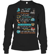 Load image into Gallery viewer, Crocheting Everywhere Black Quote T-Shirt Unisex Long Sleeve