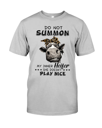 My Inner Heifer Doesn't Play Nice Funny Quote T-Shirt Guys Tee