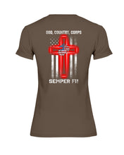 Load image into Gallery viewer, God Country Corps Semper Fi Black T-Shirt Ladies Tee