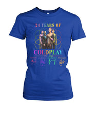 Load image into Gallery viewer, 24 Years Of Coldplay Black T-Shirt Ladies Tee