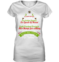 Load image into Gallery viewer, Christmas Tree Eleven Fabric Bundles T-Shirt Ladies V-Neck