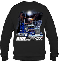 Load image into Gallery viewer, Ride With Pride Wolf Truck Black T-Shirt Sweatshirt