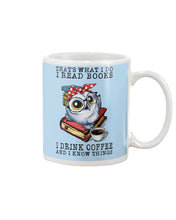 Load image into Gallery viewer, Cute Owl Read Books And Drink Coffee Funny T-Shirt Mug