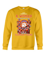 Load image into Gallery viewer, A Woman Loves Clemson Tigers Gift For Fans T-Shirt Sweatshirt