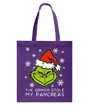 Load image into Gallery viewer, The Grinch Stole My Pancreas Basketweave Tote Bag