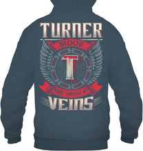 Load image into Gallery viewer, Turner Blood Runs Through Veins Black Quote Name T-Shirt Hoodie