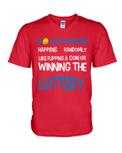 Load image into Gallery viewer, Down Syndrome Lottery Black T-Shirt Gift Guys V-Neck