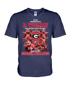 A Woman Loves Georgia Bulldogs Custom Tee Guys V-Neck