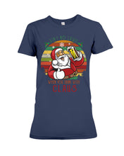 Load image into Gallery viewer, Santa Claus Beer Gift For Christmas Black T-Shirt Ladies Tee