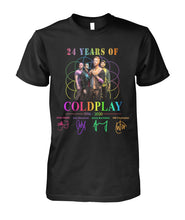 Load image into Gallery viewer, 24 Years Of Coldplay Black T-Shirt Guys Tee