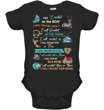Load image into Gallery viewer, Crocheting Everywhere Black Quote T-Shirt Baby Onesie