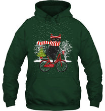 Load image into Gallery viewer, Winter Cat Riding Bicycle Christmas Gift T-Shirt Hoodie