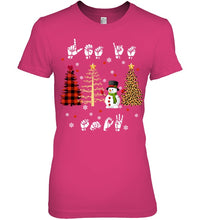 Load image into Gallery viewer, Let It Snow Christmas Snowman Asl Gift Tee Ladies Tee