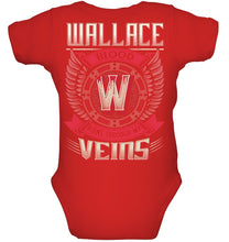 Load image into Gallery viewer, Wallace Blood Runs Through Veins Black Quote Name T-Shirt Baby Onesie
