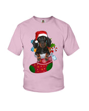 Load image into Gallery viewer, Dachshund In A Sock Christmas Cute Gift For Dachshunds Lovers Youth Tee