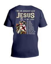 Load image into Gallery viewer, Jesus August My God Horoscope Black T-Shirt Guys V-Neck