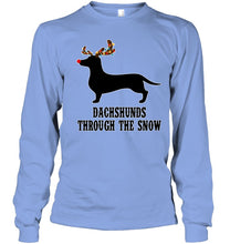 Load image into Gallery viewer, Dachshund Reindeer Through The Snow Christmas Gift Shirt Unisex Long Sleeve