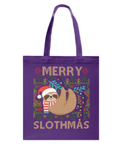 Load image into Gallery viewer, Merry Slothmas Christmas Gift For Kids Family Gift T-Shirt Basketweave Tote Bag