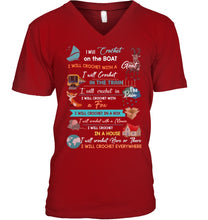 Load image into Gallery viewer, Crocheting Everywhere Black Quote T-Shirt Guys V-Neck
