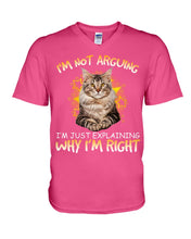 Load image into Gallery viewer, Cat Lovers T-Shirt Not Arguing Just Explaining Guys V-Neck