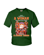 Load image into Gallery viewer, A Woman Loves Clemson Tigers Gift For Fans T-Shirt Youth Tee
