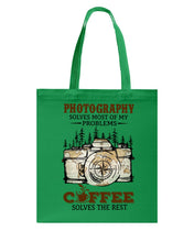 Load image into Gallery viewer, Solve Most Problems Camera Map Photography T-Shirt Basketweave Tote Bag