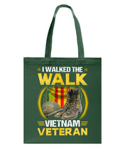Load image into Gallery viewer, Walked The Walk Vietnam Veteran T-Shirt Basketweave Tote Bag