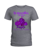 Load image into Gallery viewer, November We Wear Pancreatic Cancer Awareness T-Shirt Ladies Tee