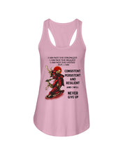 Load image into Gallery viewer, Samurai Consistent Persistent Resilient Quote T-Shirt Ladies Flowy Tank